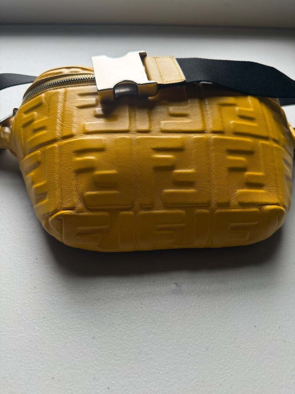 Fendi FF Embossed Belt Bag Yellow Leather